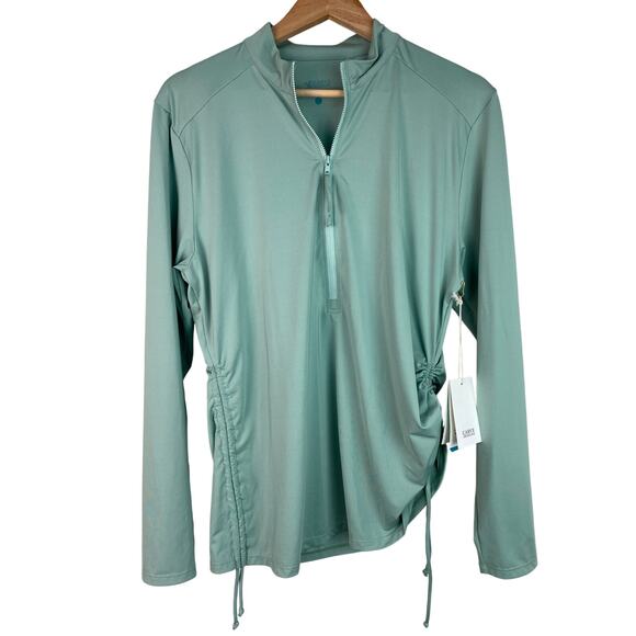 NWT Carve Designs Women's Size XL Haze Green UPF 50 Ruched Cruz Rashguard Top - Picture 1 of 8